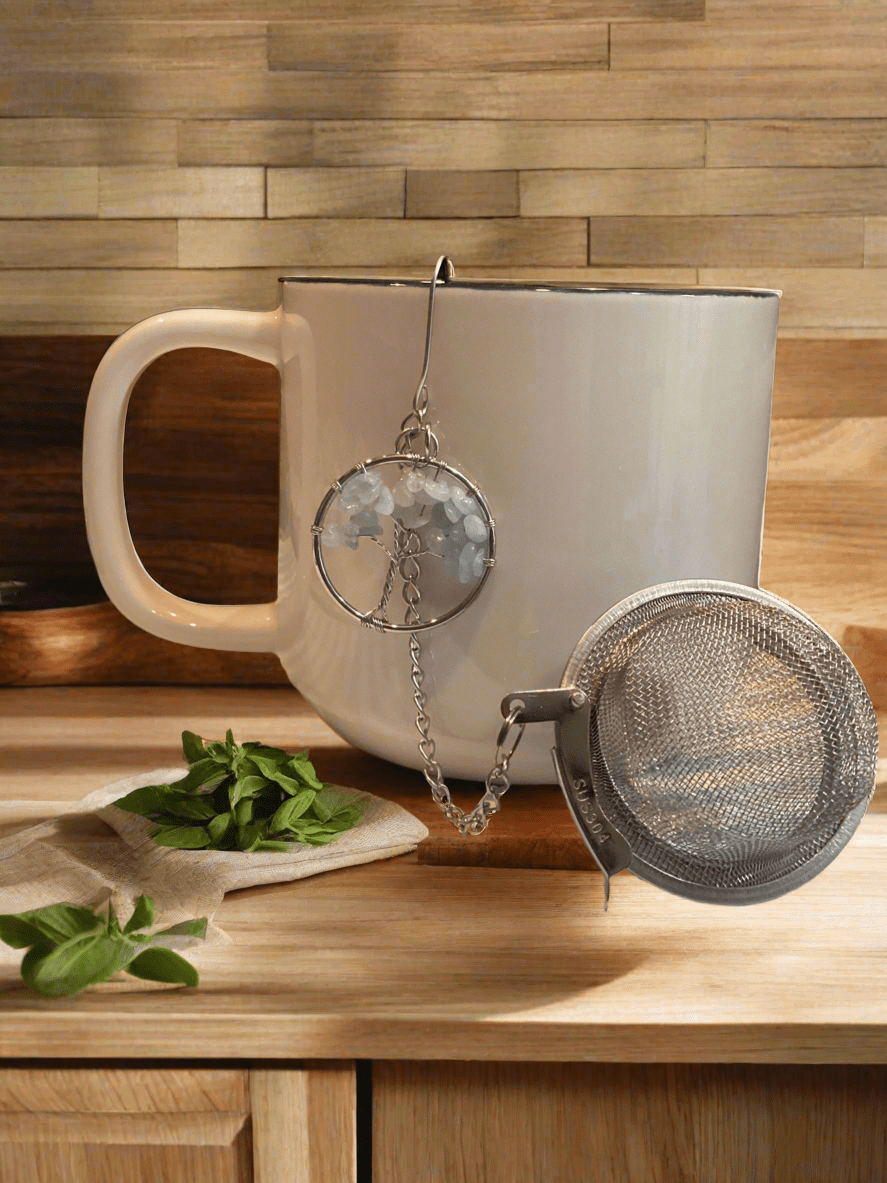 Tree of Life Aquamarine Charm Tea Filter - Tempestuous Roots Art & Farms LLC